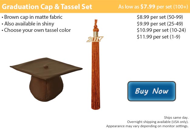 Matte Brown Graduation Cap & Tassel Picture