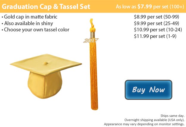 Matte Gold Graduation Cap & Tassel Picture