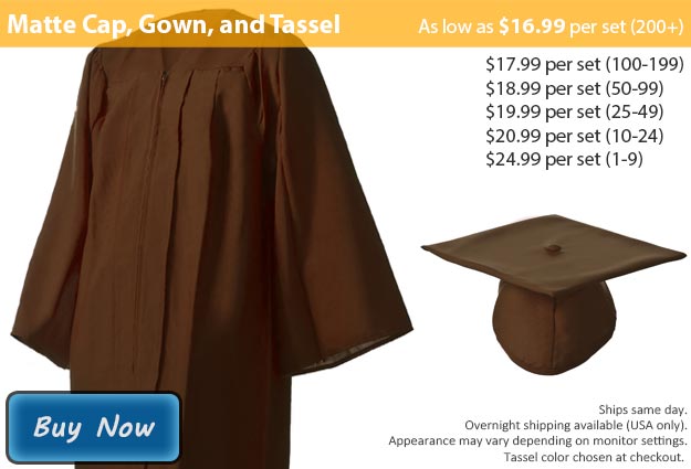 Graduation Gown, Cap & Tassel in Matte Brown Picture