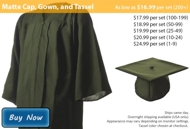 Graduation Gown, Cap & Tassel in Matte Forest Green Picture