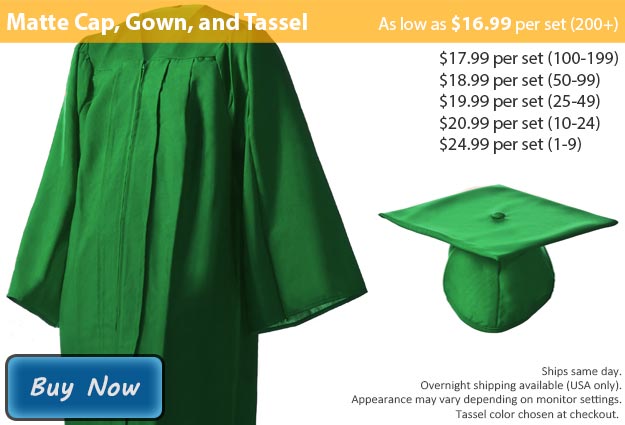 Graduation Gown, Cap & Tassel in Matte Emerald Green Picture