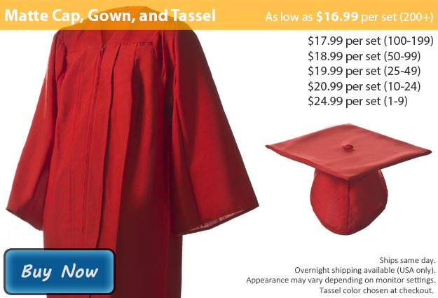 Graduation Gown, Cap & Tassel in Matte Red Picture