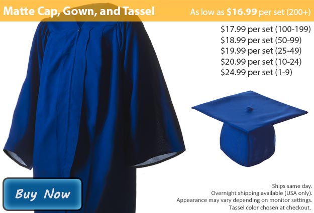Graduation Gown, Cap & Tassel in Matte Royal Blue Picture