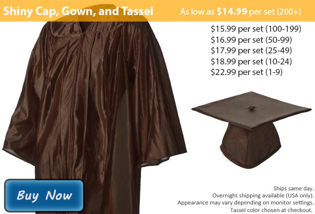 Graduation Gown, Cap & Tassel in Shiny Brown Picture