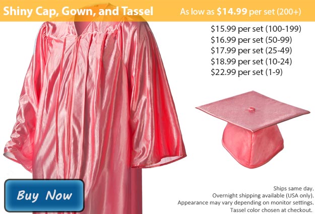 Graduation Gown, Cap & Tassel in Shiny Pink Picture