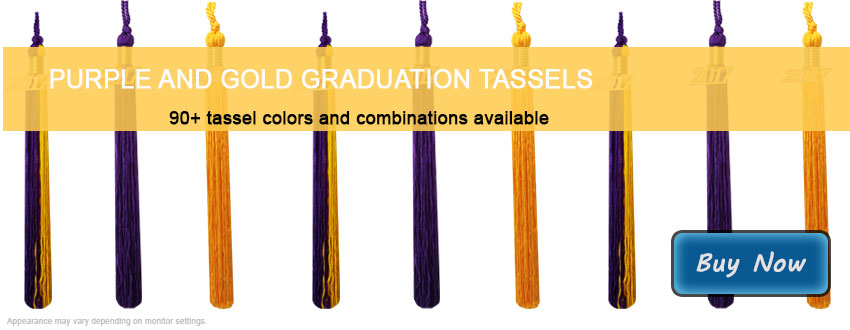 Graduation Tassels in Purple and Gold