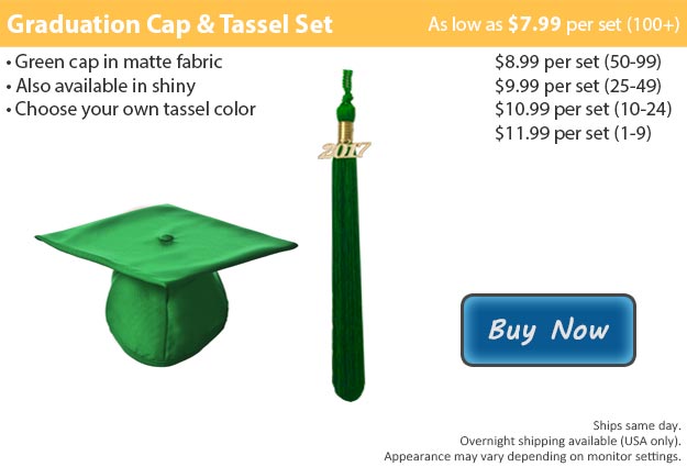 Matte Emerald Green Graduation Cap & Tassel Picture