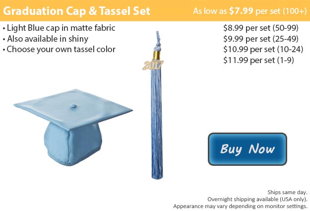 Matte Light Blue Graduation Cap & Tassel Picture