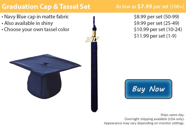 Matte Navy Blue Graduation Cap & Tassel Picture