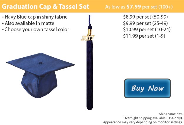 Shiny Navy Blue Graduation Cap & Tassel Picture