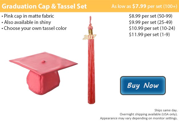 Matte Pink Graduation Cap & Tassel Picture