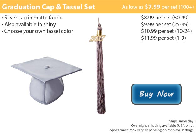 Matte Silver Graduation Cap & Tassel Picture