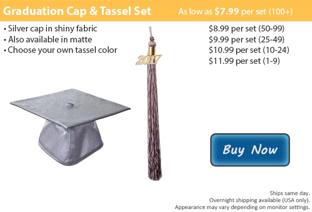 Shiny Silver Graduation Cap & Tassel Picture